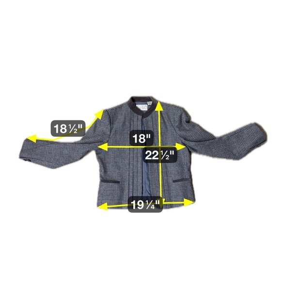 Vintage Gray Houndstooth Plaid Suit Blazer Skirt Set Size 12 Japan 70s Business - Picture 8 of 9